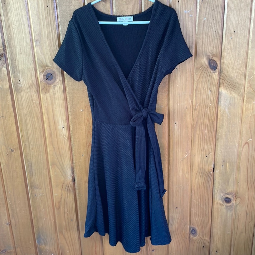 Black Faux-wrap dress